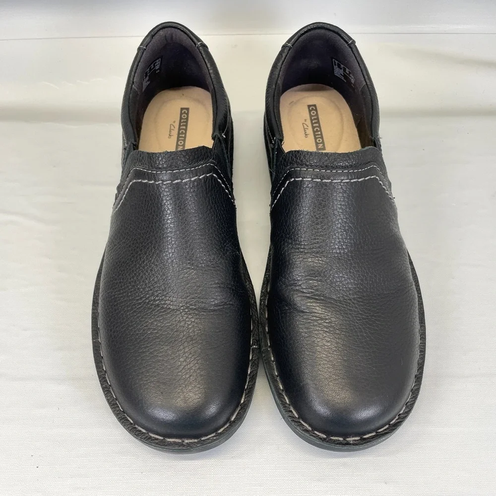 Clarks Janice Barrie Loafers Womens Size 7.5 M Black Leather Slip On Shoes